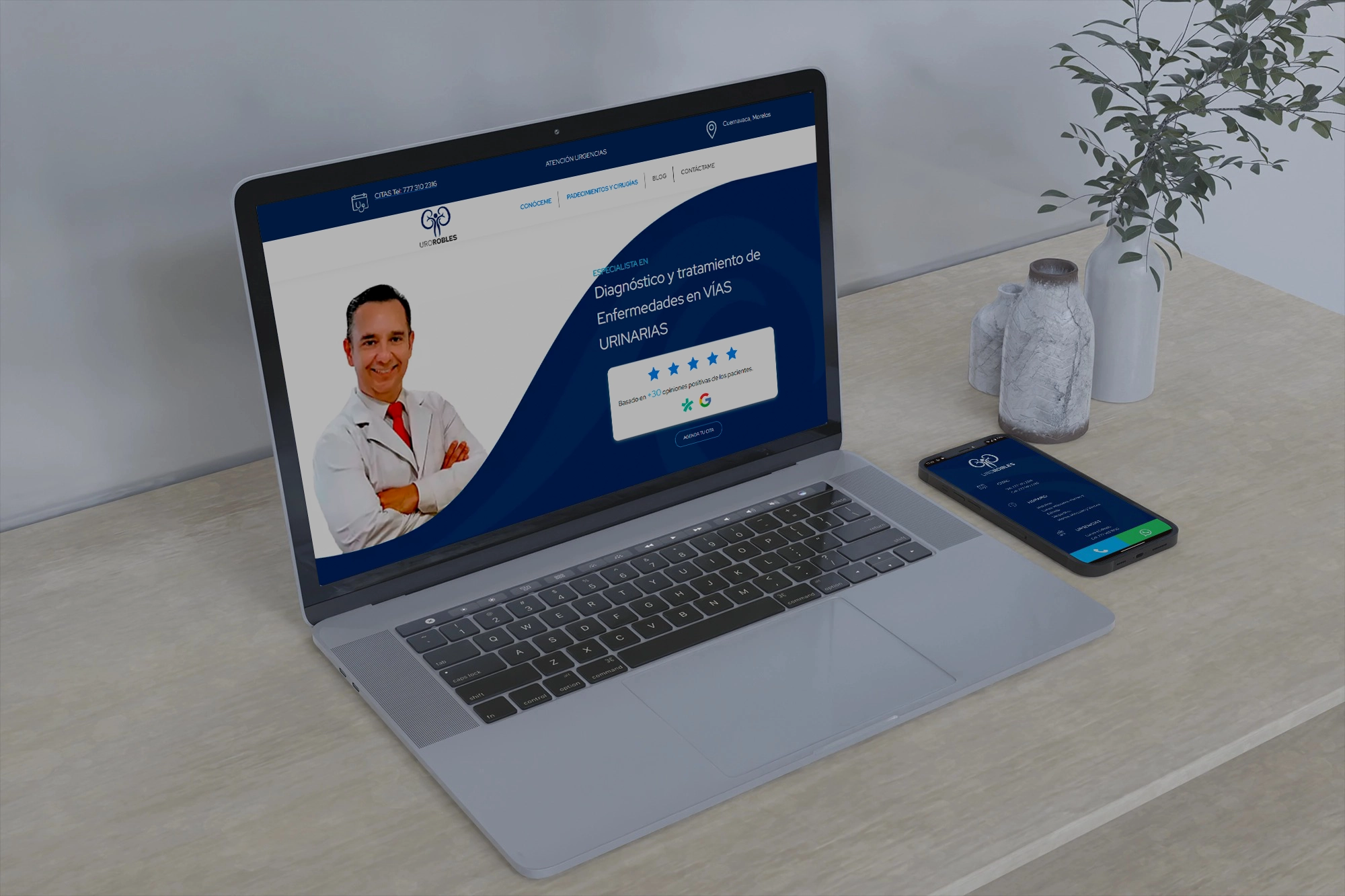 Diseño web médico adaptado a computadora y celular, realizado por EsBrillante